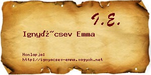 Ignyácsev Emma névjegykártya